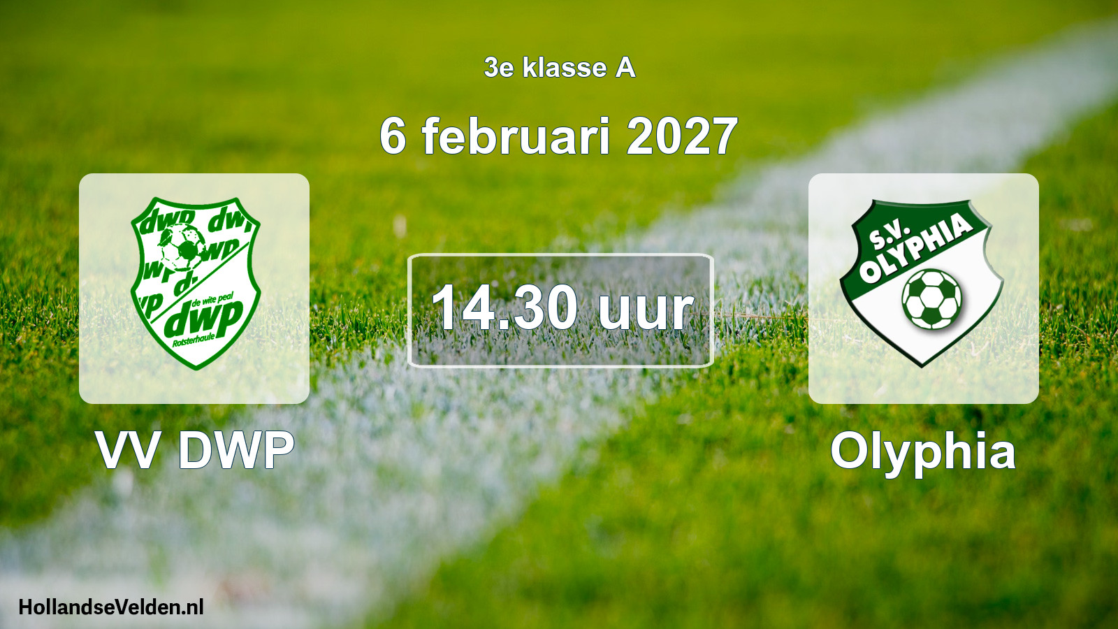 Geplande wedstrijd: VV DWP - Olyphia (6 februari 2027)