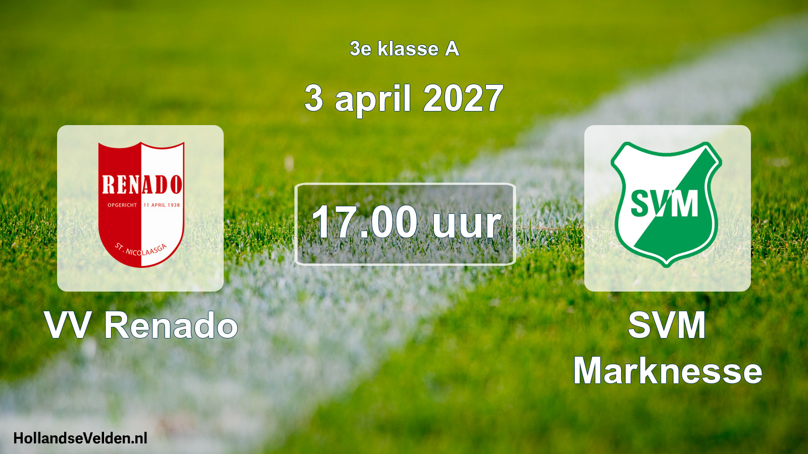 Geplande wedstrijd: VV Renado - SVM Marknesse (3 april 2027)