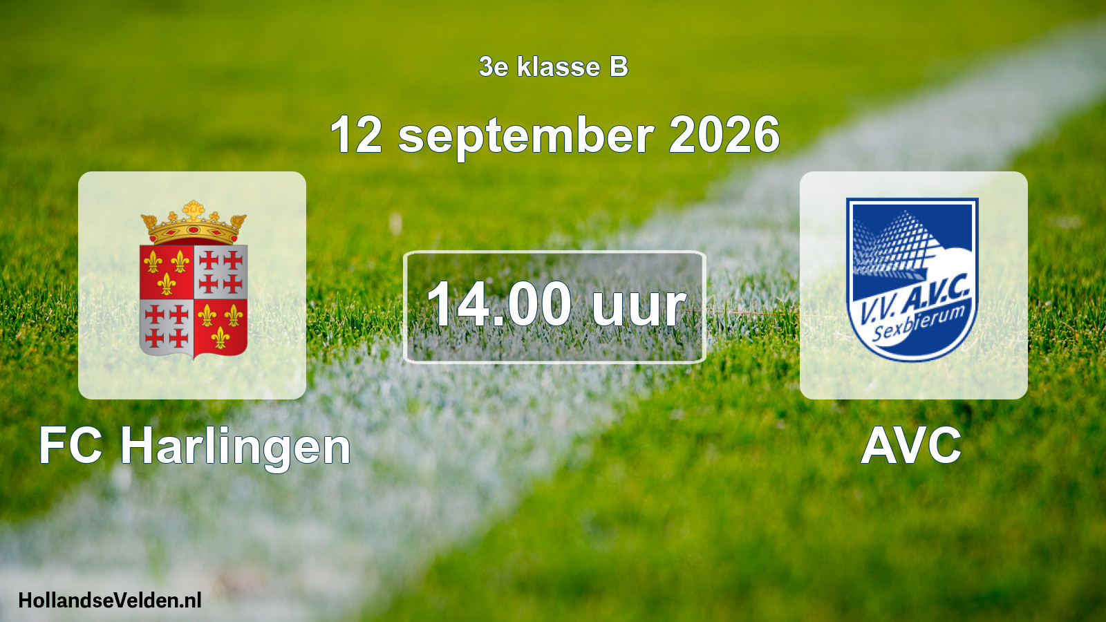 Geplande wedstrijd: FC Harlingen - AVC (12 september 2026)