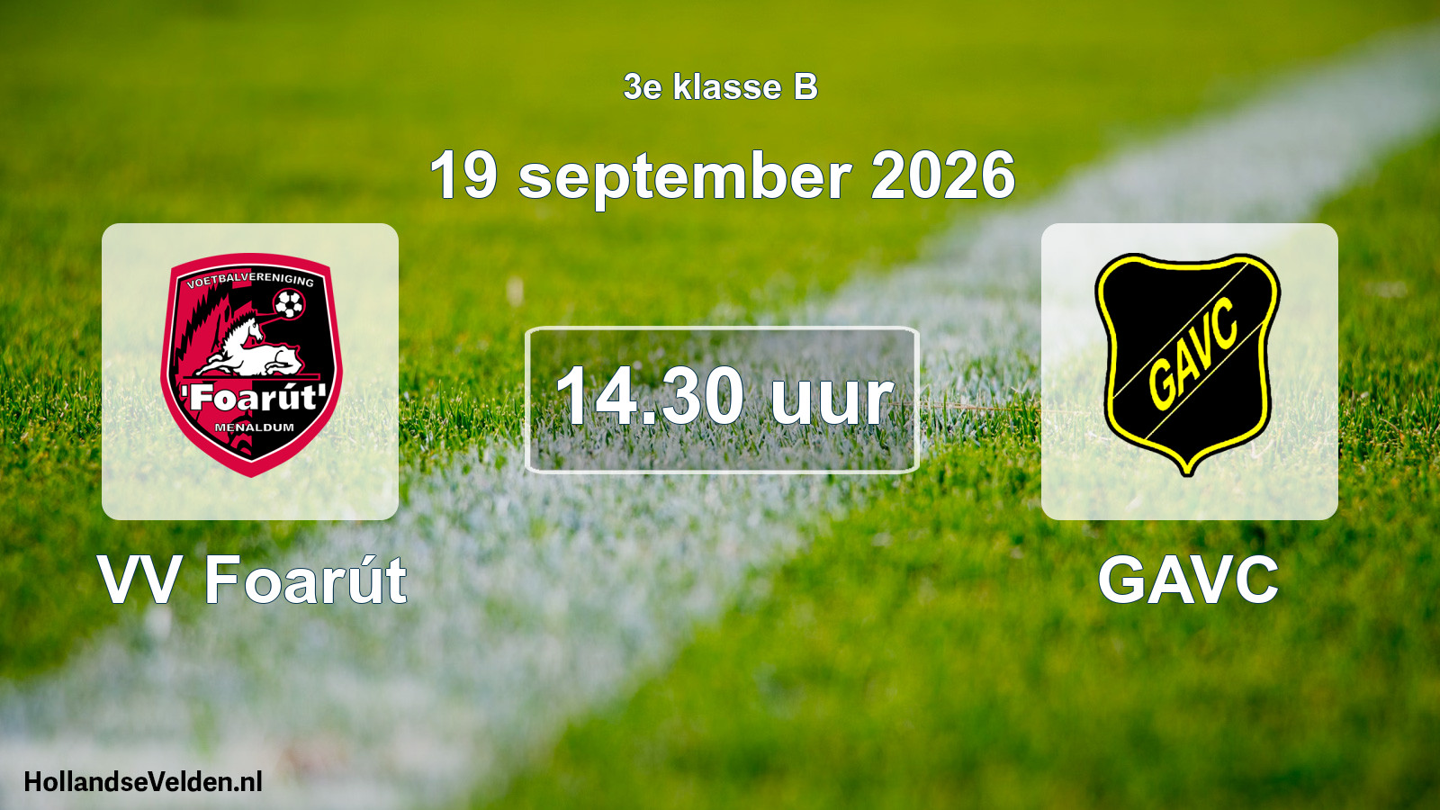 Geplande wedstrijd: VV Foarút - GAVC (19 september 2026)
