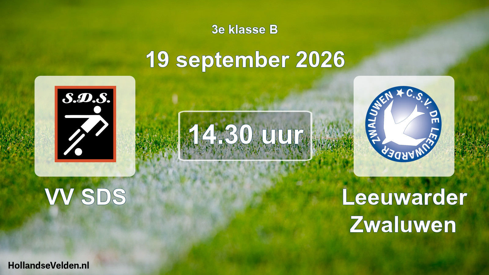 Geplande wedstrijd: VV SDS - Leeuwarder Zwaluwen (19 september 2026)