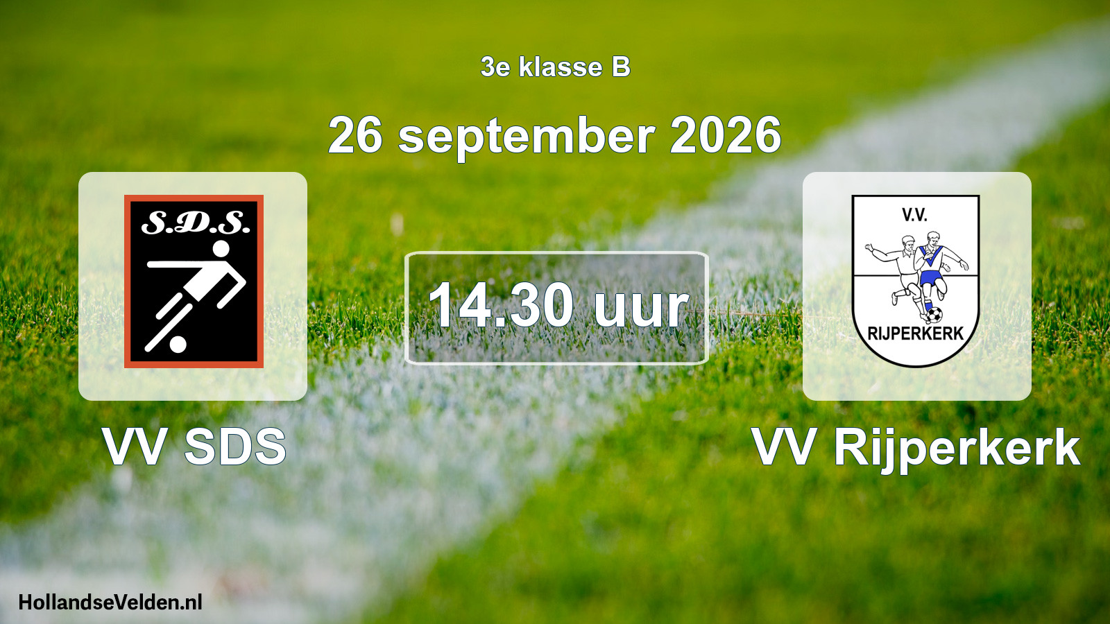 Geplande wedstrijd: VV SDS - VV Rijperkerk (26 september 2026)