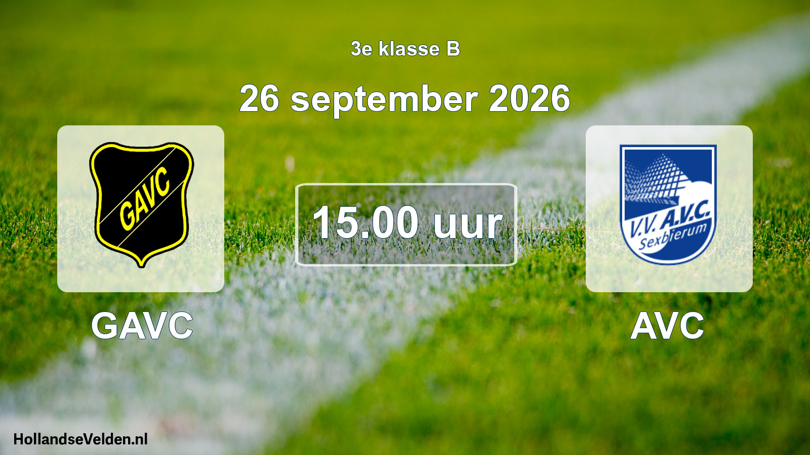Geplande wedstrijd: GAVC - AVC (26 september 2026)