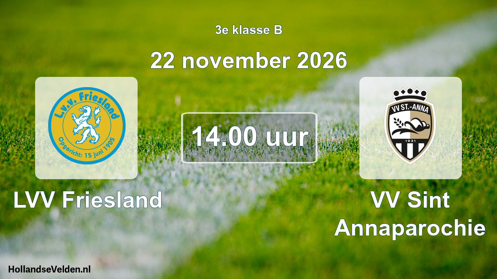 Geplande wedstrijd: LVV Friesland - VV Sint Annaparochie (22 november 2026)