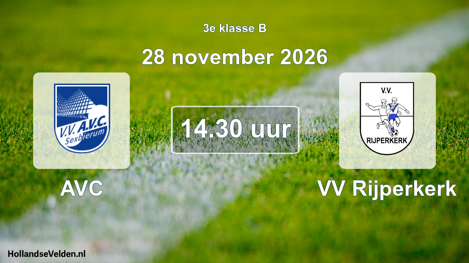 Geplande wedstrijd: AVC - VV Rijperkerk (28 november 2026)