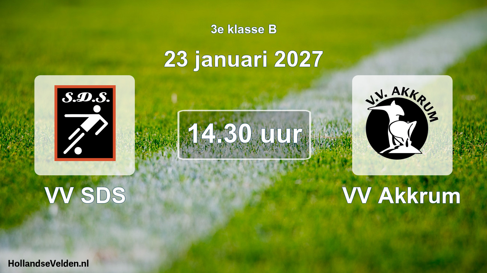 Geplande wedstrijd: VV SDS - VV Akkrum (23 januari 2027)
