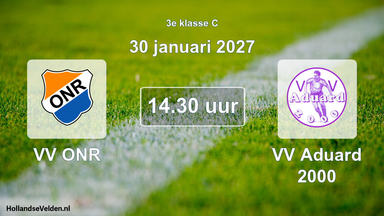 Geplande wedstrijd: VV ONR - VV Aduard 2000 (30 januari 2027)