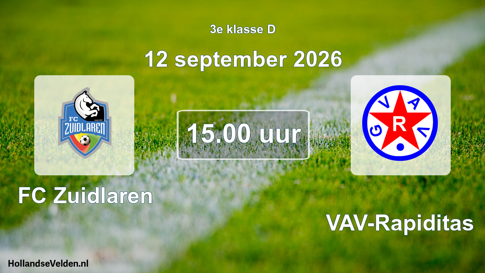 Geplande wedstrijd: FC Zuidlaren - GVAV-Rapiditas (12 september 2026)