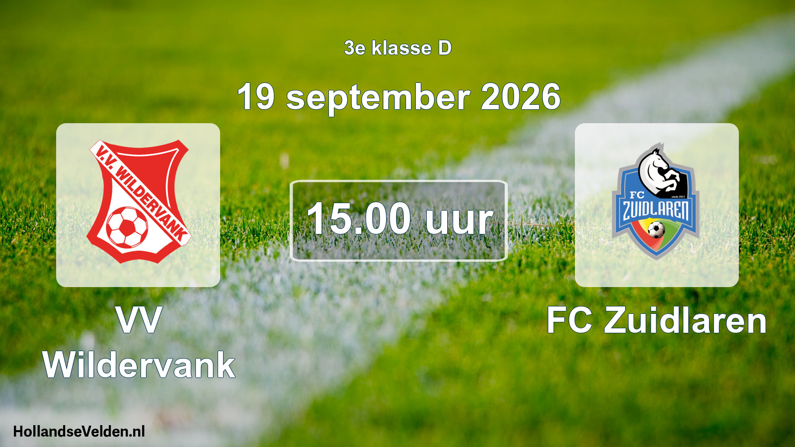 Geplande wedstrijd: VV Wildervank - FC Zuidlaren (19 september 2026)