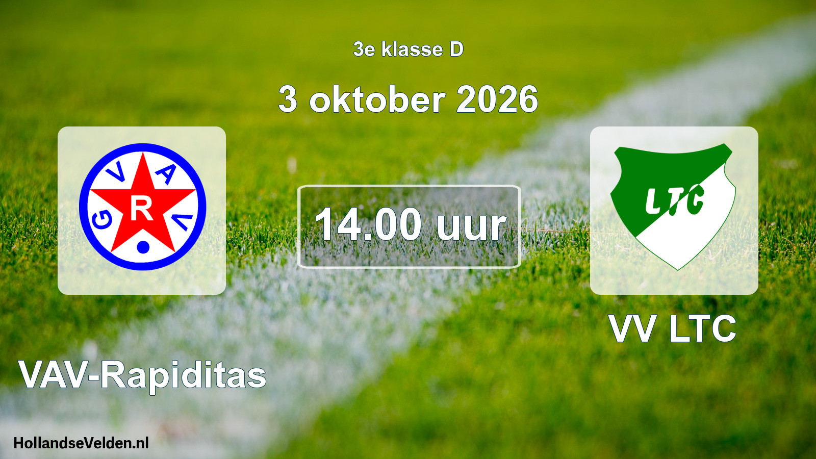 Geplande wedstrijd: GVAV-Rapiditas - VV LTC (3 oktober 2026)