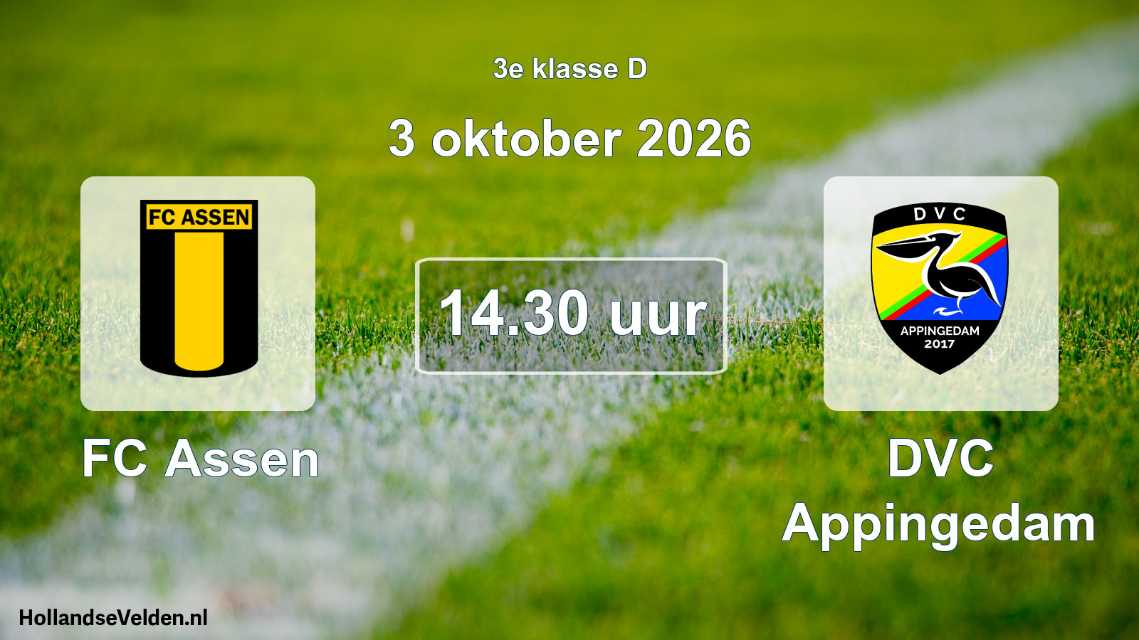 Geplande wedstrijd: FC Assen - DVC Appingedam (3 oktober 2026)