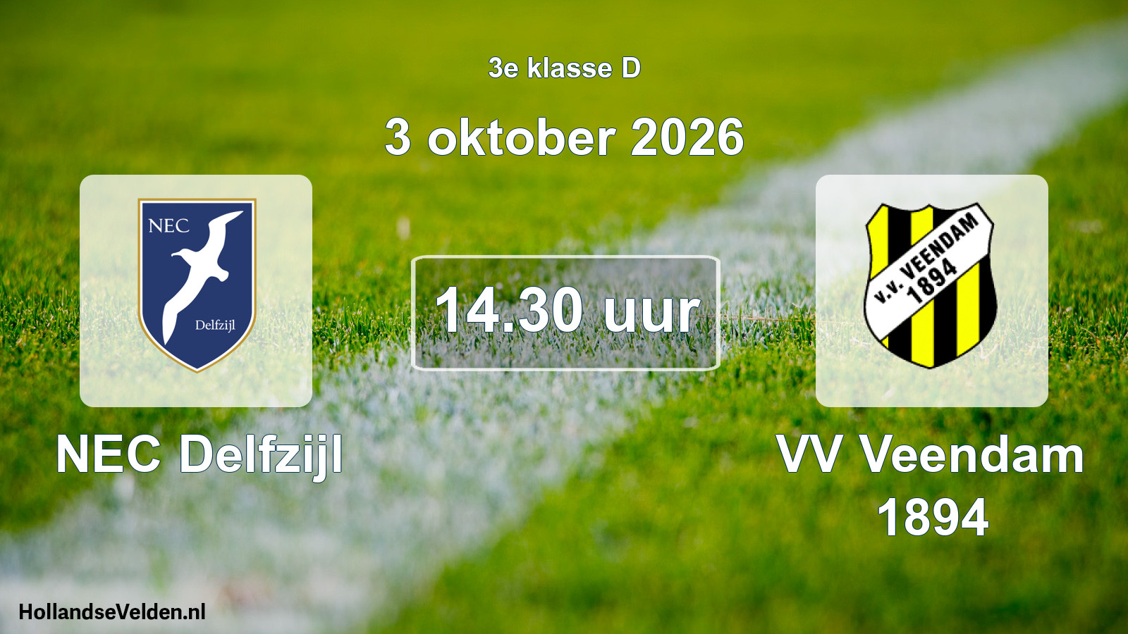 Geplande wedstrijd: NEC Delfzijl - VV Veendam 1894 (3 oktober 2026)