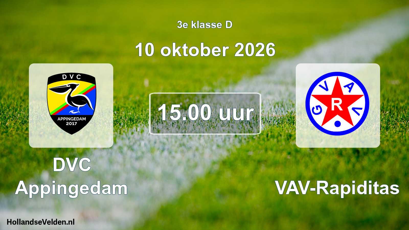 Geplande wedstrijd: DVC Appingedam - GVAV-Rapiditas (10 oktober 2026)