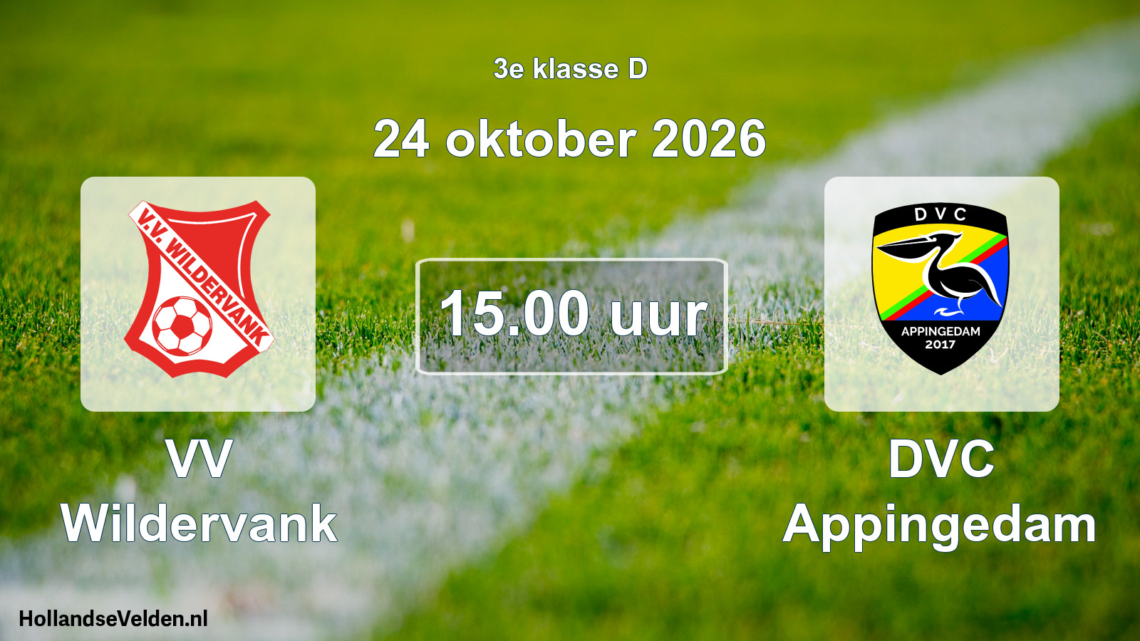 Geplande wedstrijd: VV Wildervank - DVC Appingedam (24 oktober 2026)