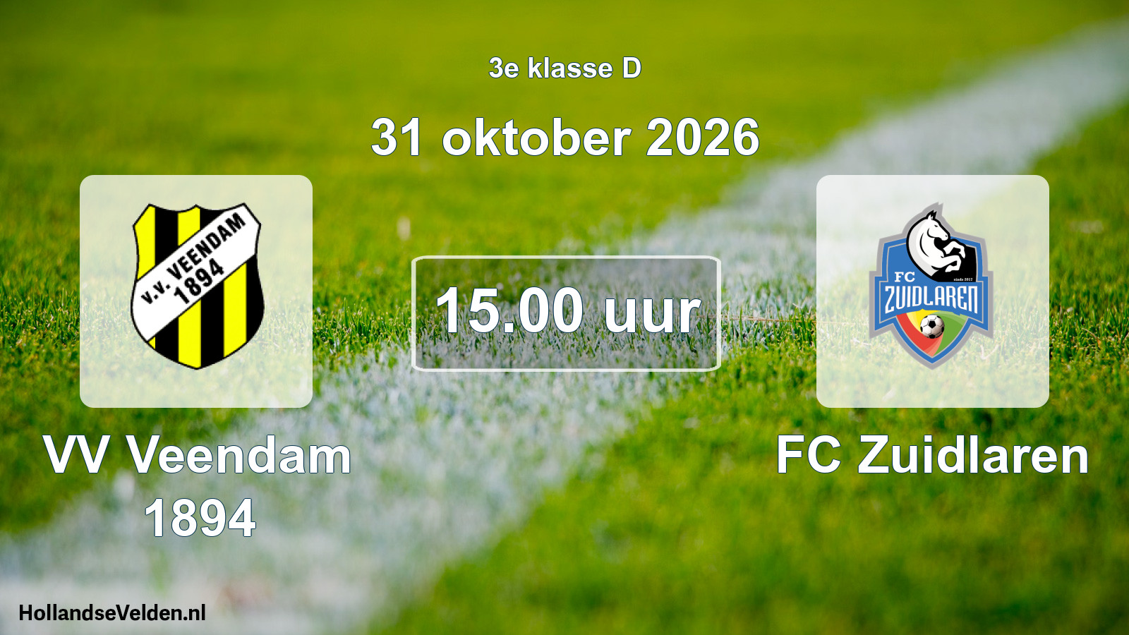 Geplande wedstrijd: VV Veendam 1894 - FC Zuidlaren (31 oktober 2026)