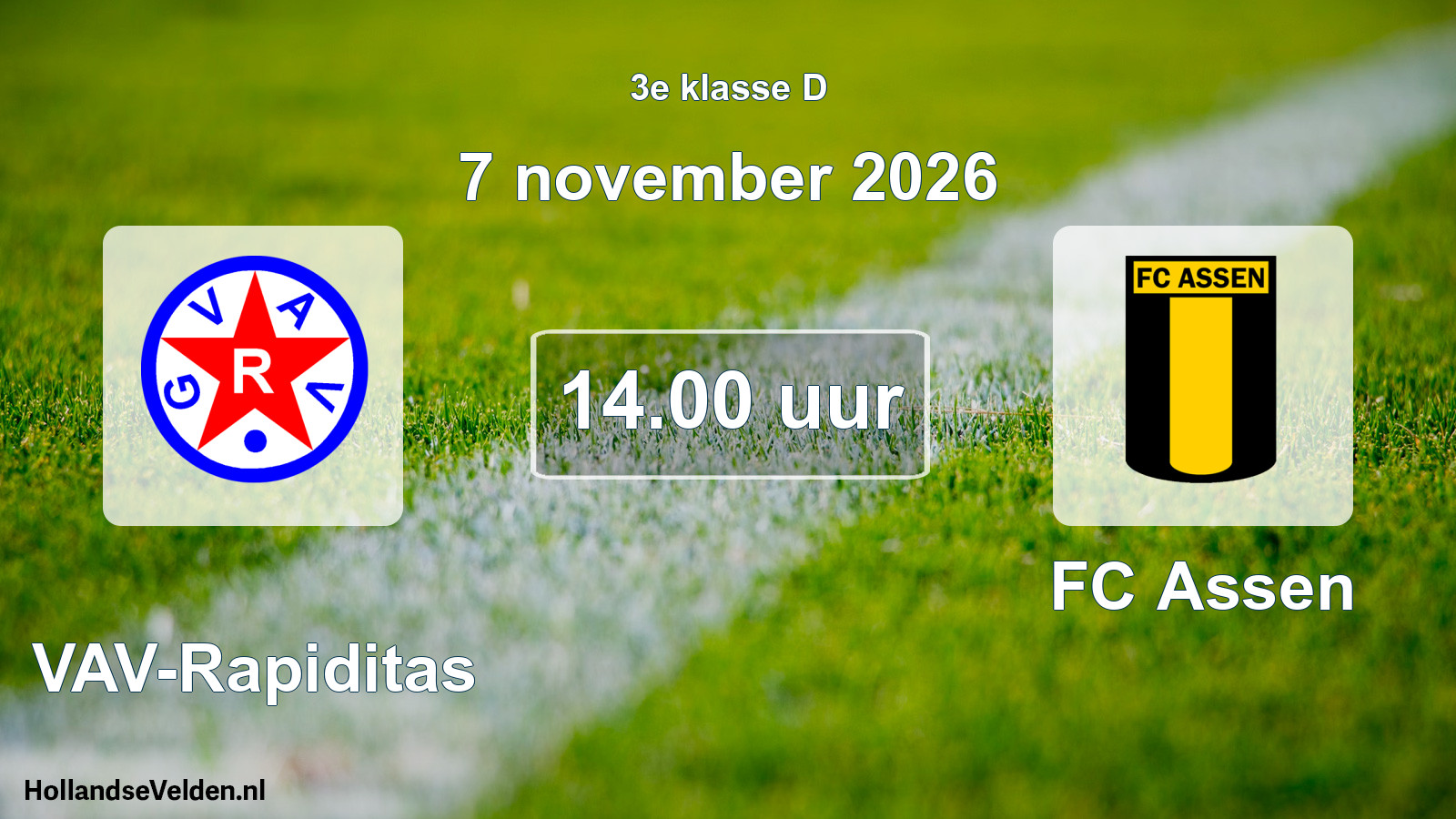 Geplande wedstrijd: GVAV-Rapiditas - FC Assen (7 november 2026)