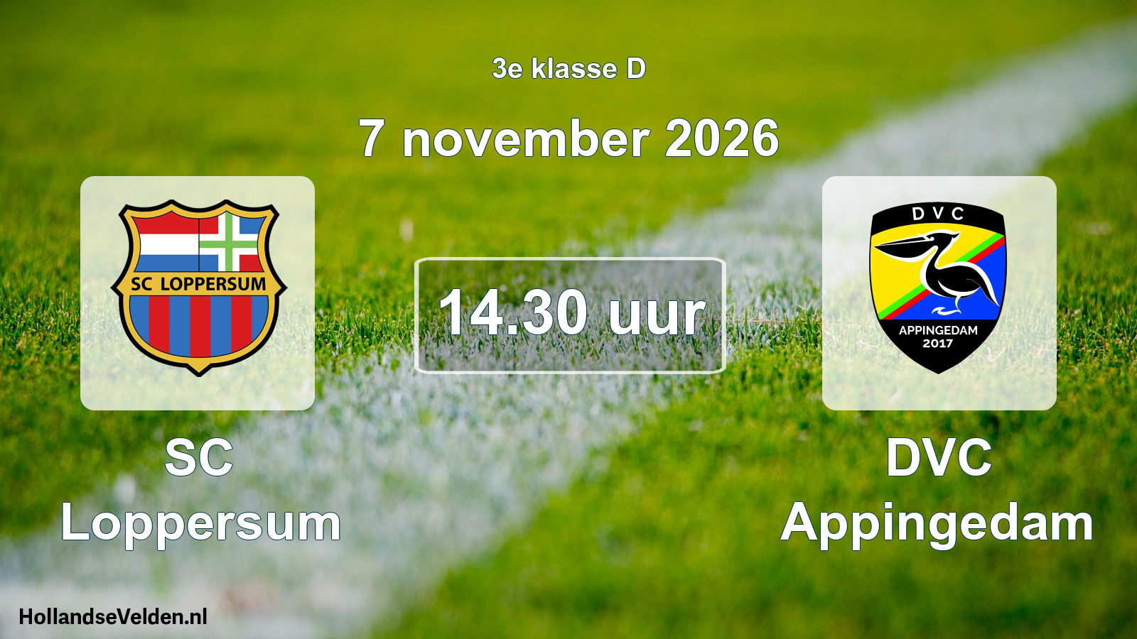Geplande wedstrijd: SC Loppersum - DVC Appingedam (7 november 2026)