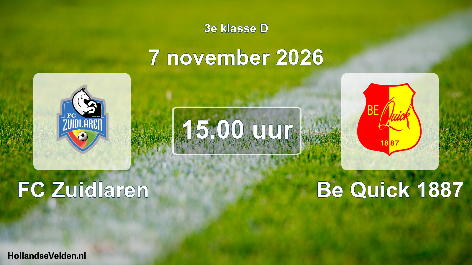 Geplande wedstrijd: FC Zuidlaren - Be Quick 1887 (7 november 2026)