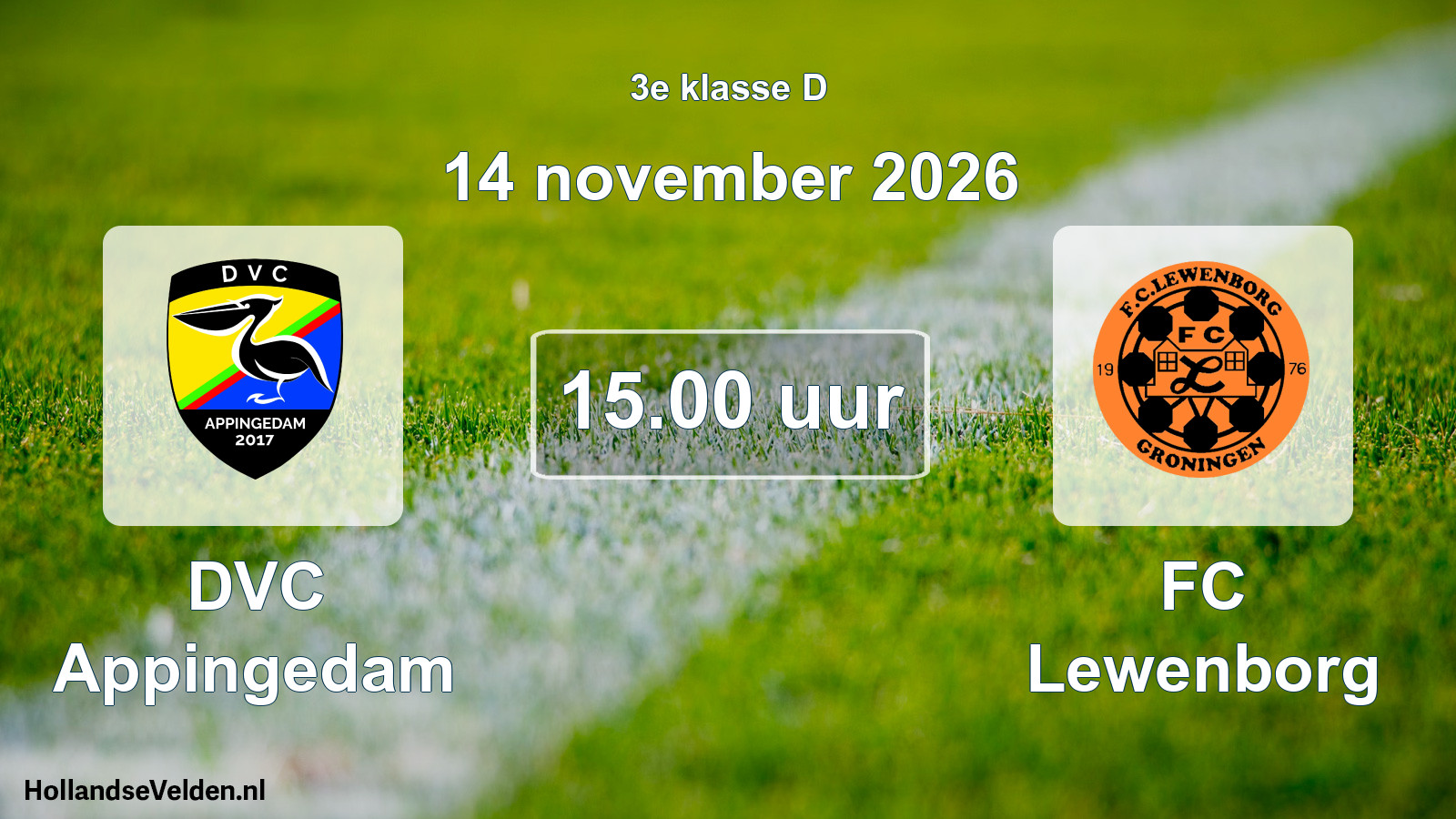 Geplande wedstrijd: DVC Appingedam - FC Lewenborg (14 november 2026)