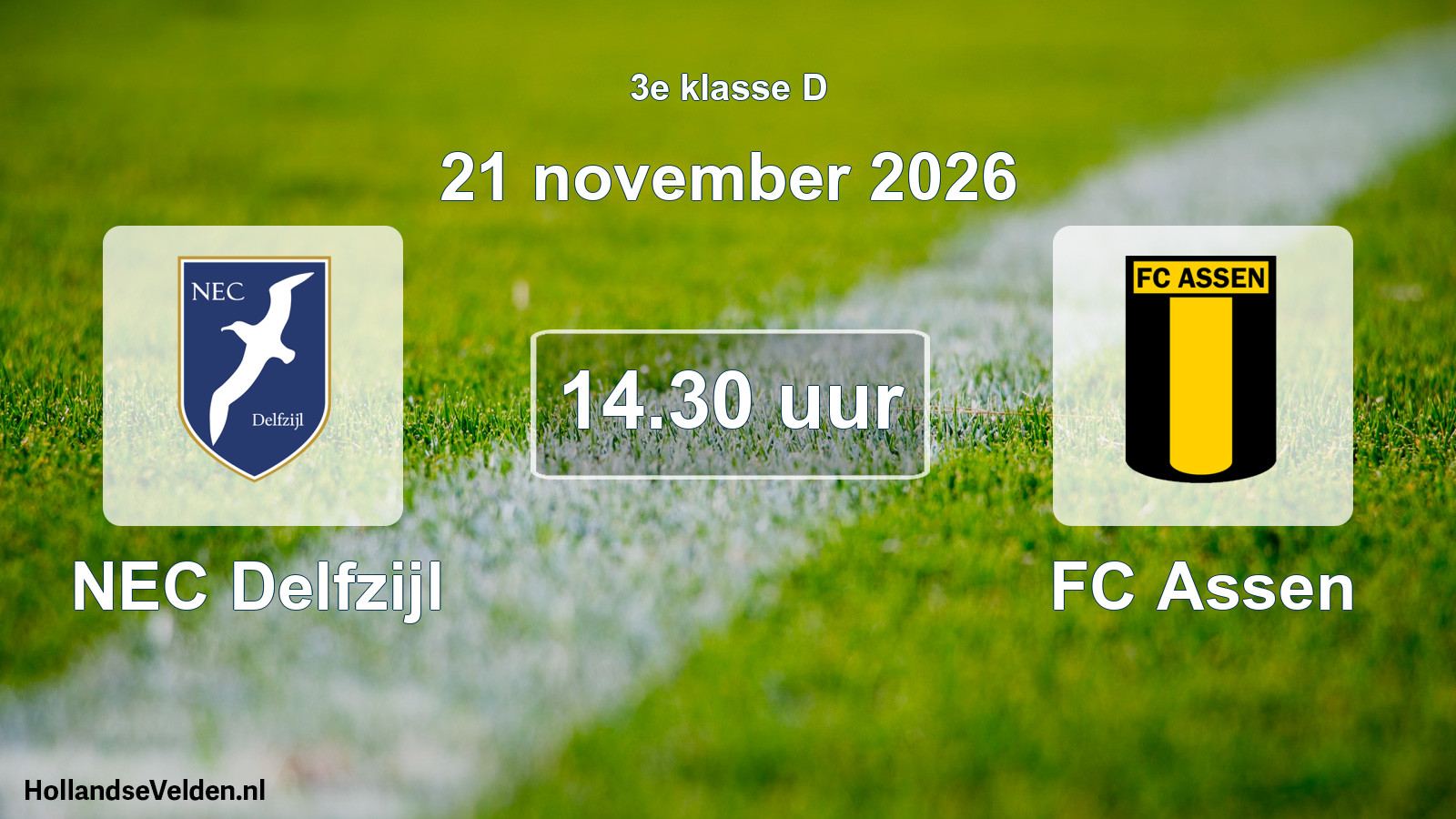 Geplande wedstrijd: NEC Delfzijl - FC Assen (21 november 2026)