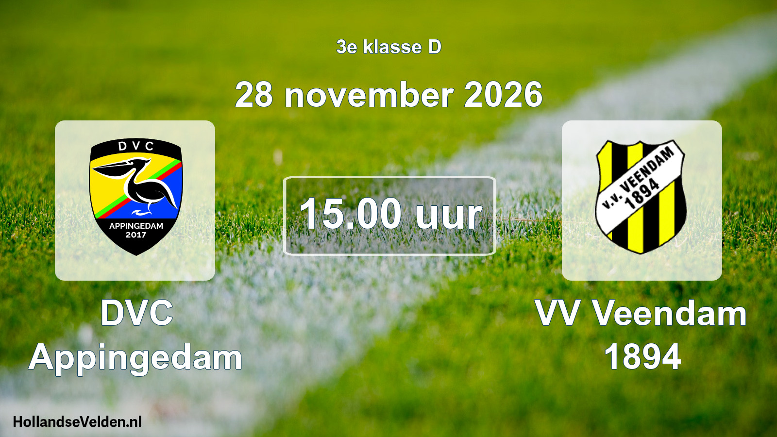 Geplande wedstrijd: DVC Appingedam - VV Veendam 1894 (28 november 2026)