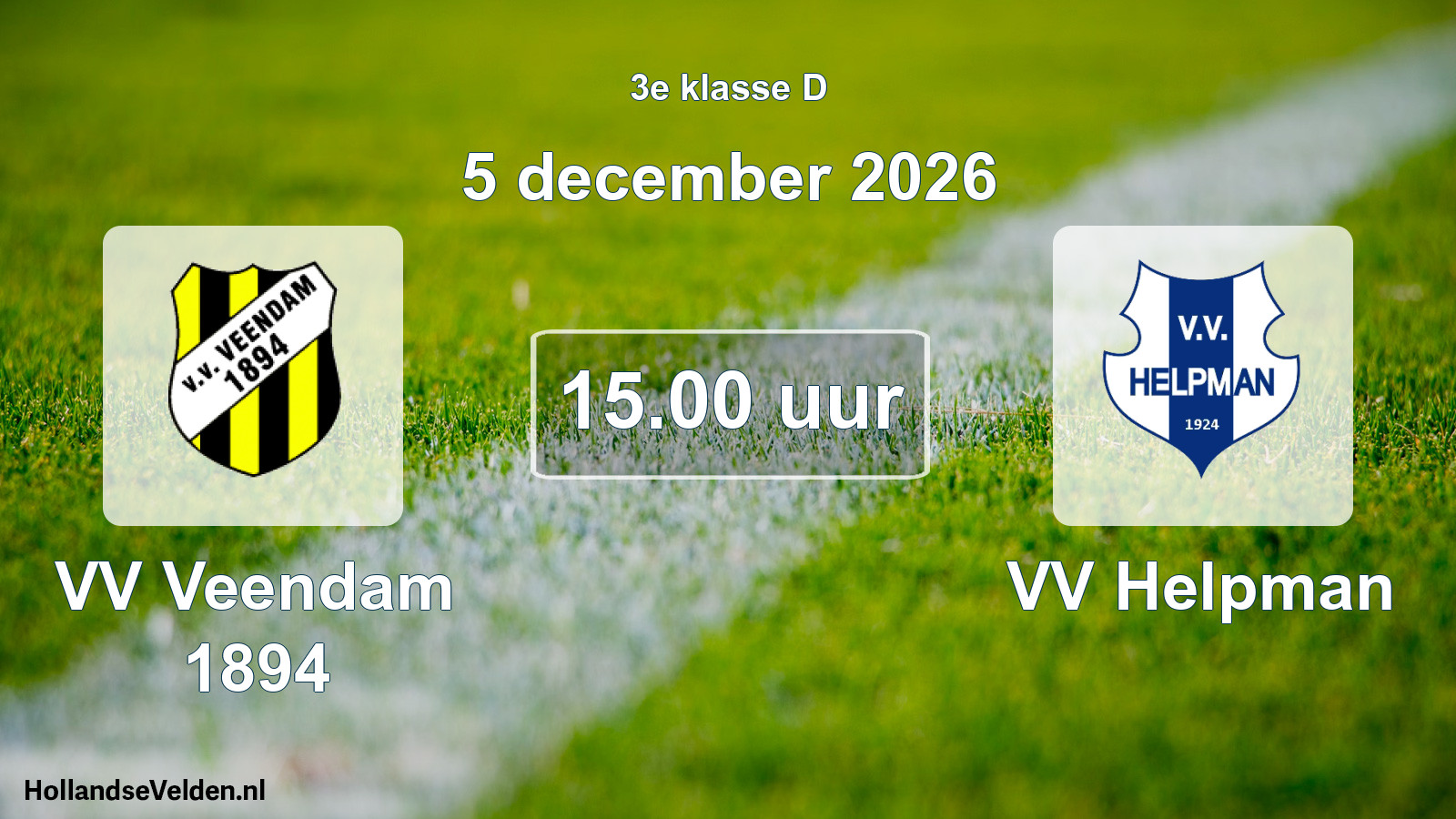 Geplande wedstrijd: VV Veendam 1894 - VV Helpman (5 december 2026)