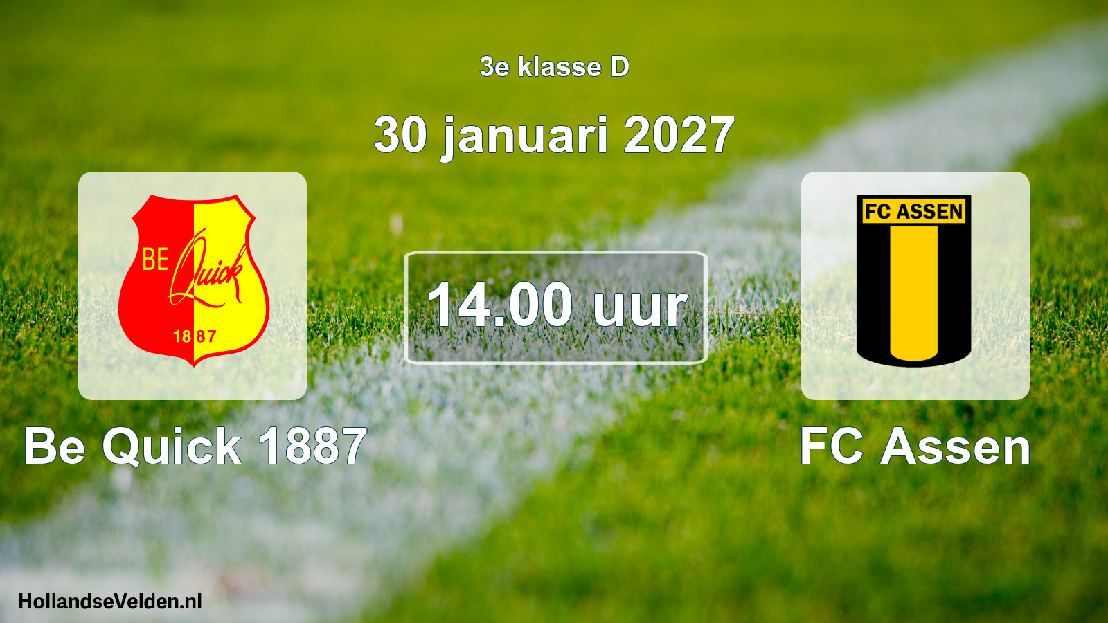 Geplande wedstrijd: Be Quick 1887 - FC Assen (30 januari 2027)