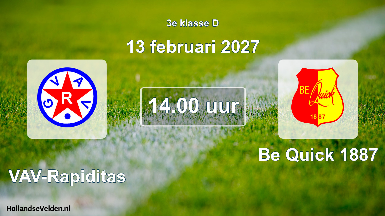 Geplande wedstrijd: GVAV-Rapiditas - Be Quick 1887 (13 februari 2027)