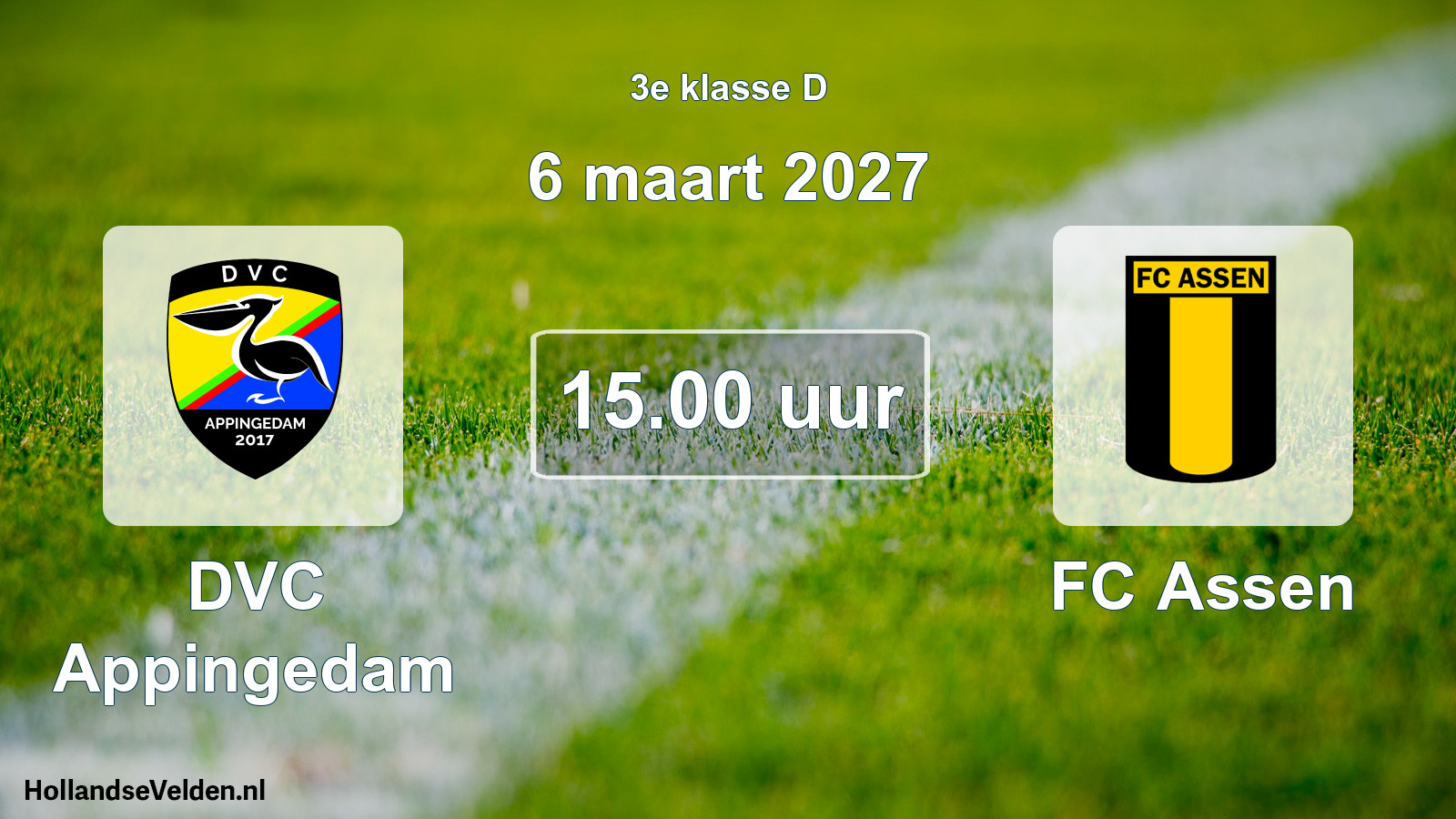 Geplande wedstrijd: DVC Appingedam - FC Assen (6 maart 2027)