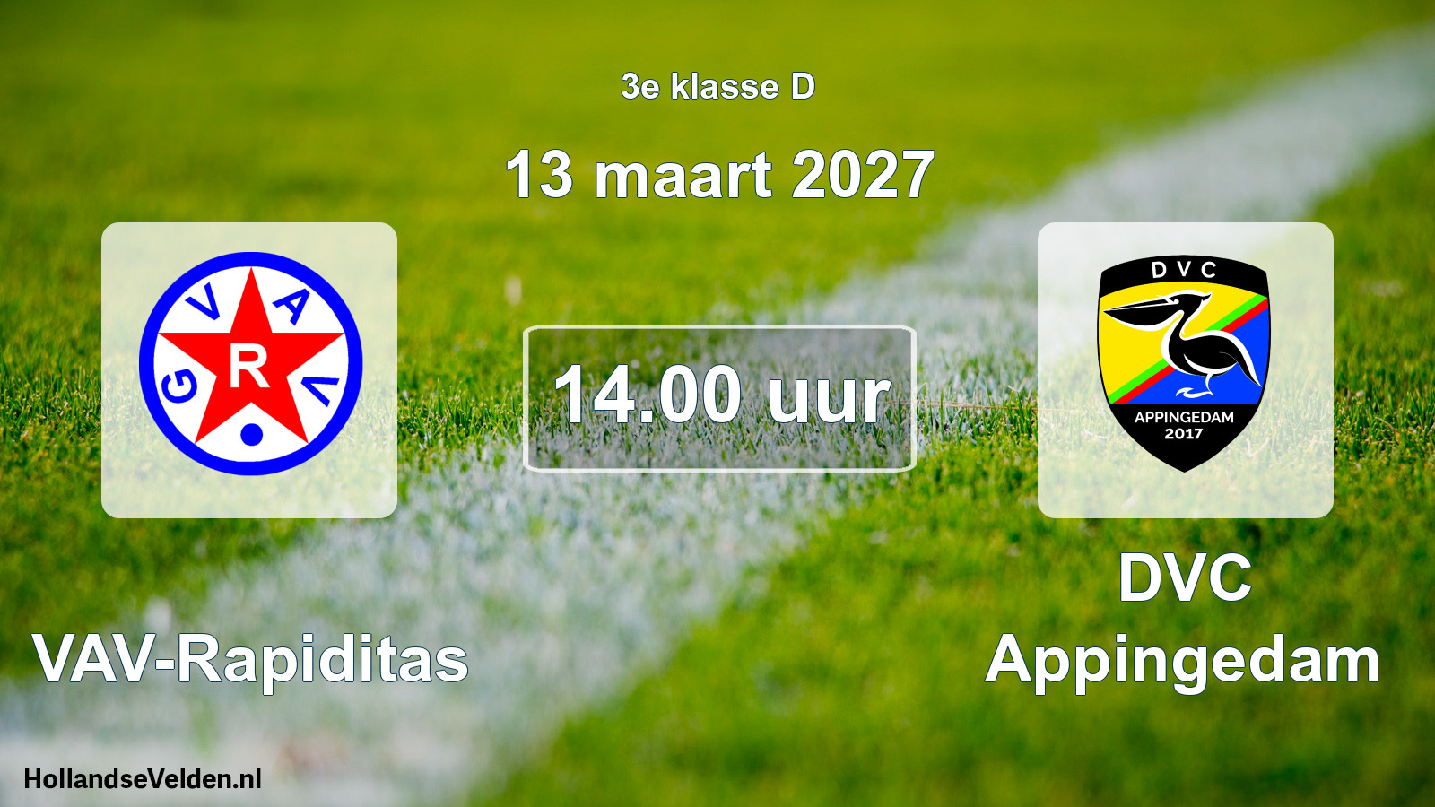 Geplande wedstrijd: GVAV-Rapiditas - DVC Appingedam (13 maart 2027)