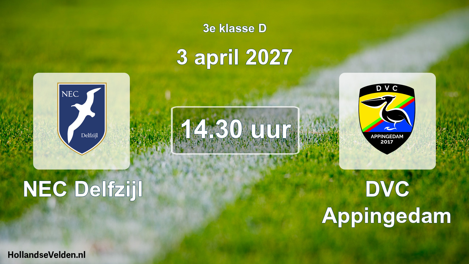 Geplande wedstrijd: NEC Delfzijl - DVC Appingedam (3 april 2027)