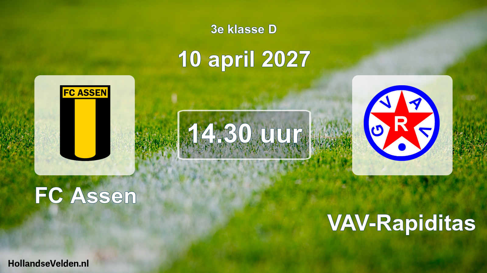 Geplande wedstrijd: FC Assen - GVAV-Rapiditas (10 april 2027)