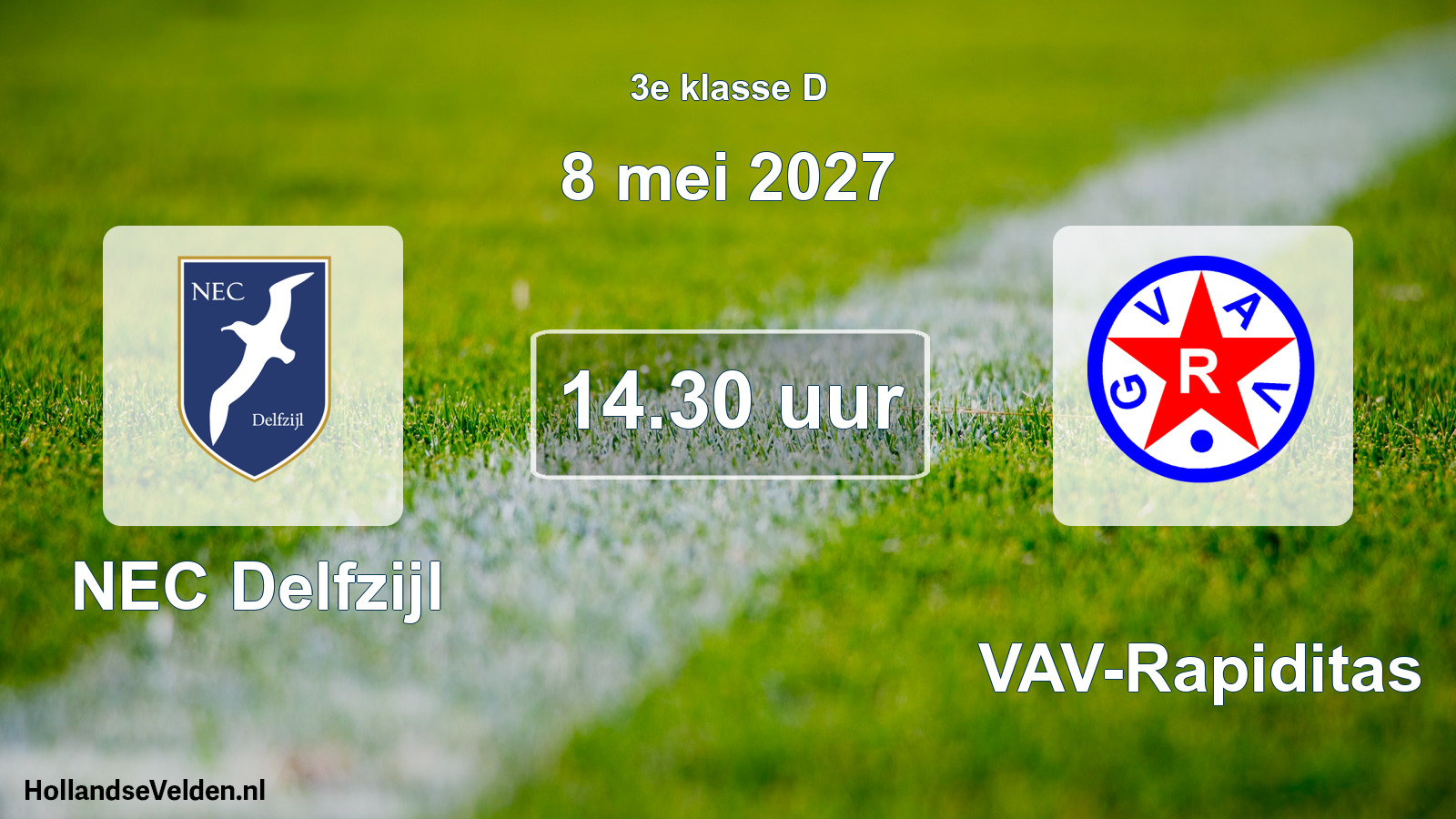 Geplande wedstrijd: NEC Delfzijl - GVAV-Rapiditas (8 mei 2027)