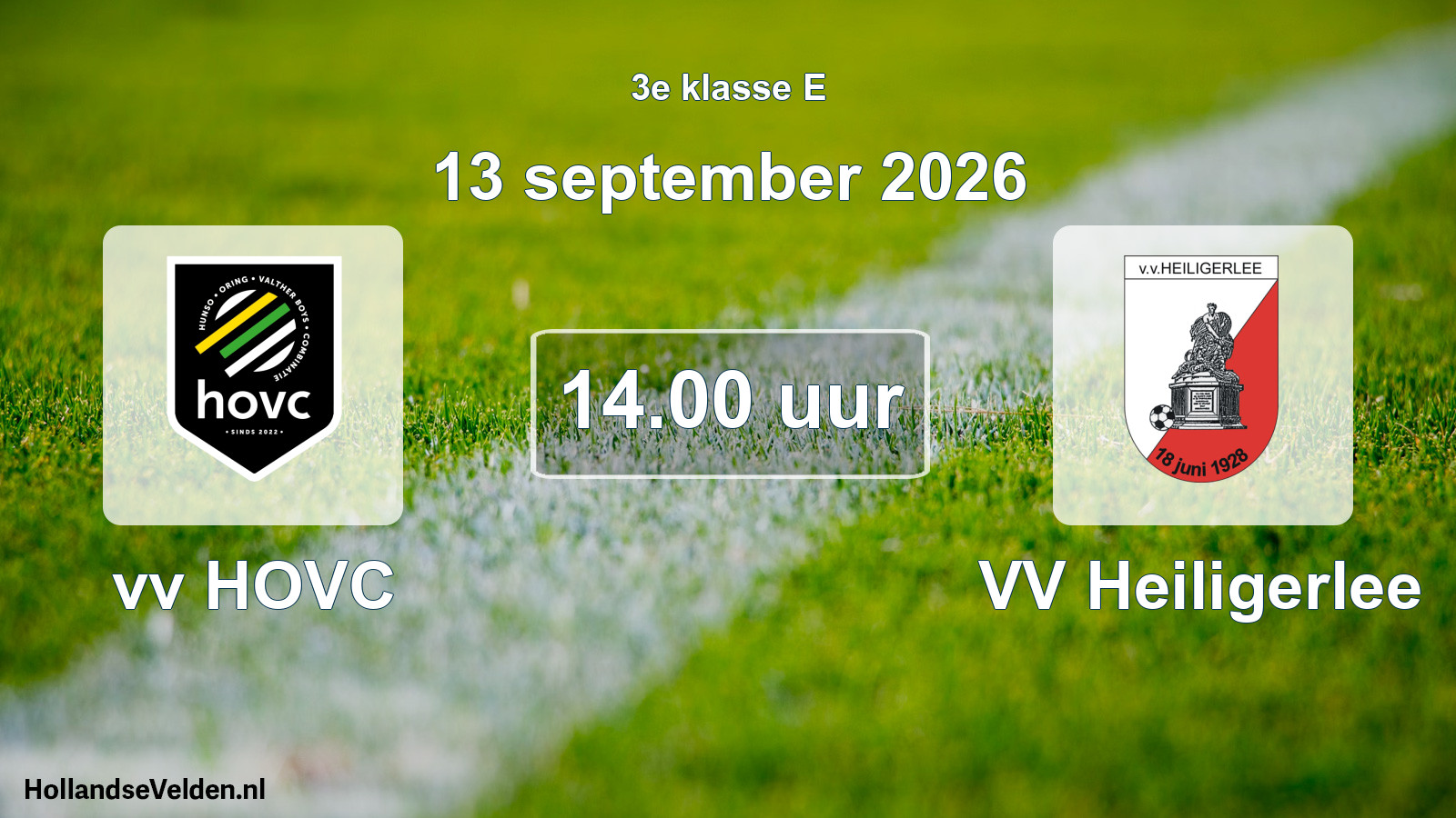 Geplande wedstrijd: vv HOVC - VV Heiligerlee (13 september 2026)