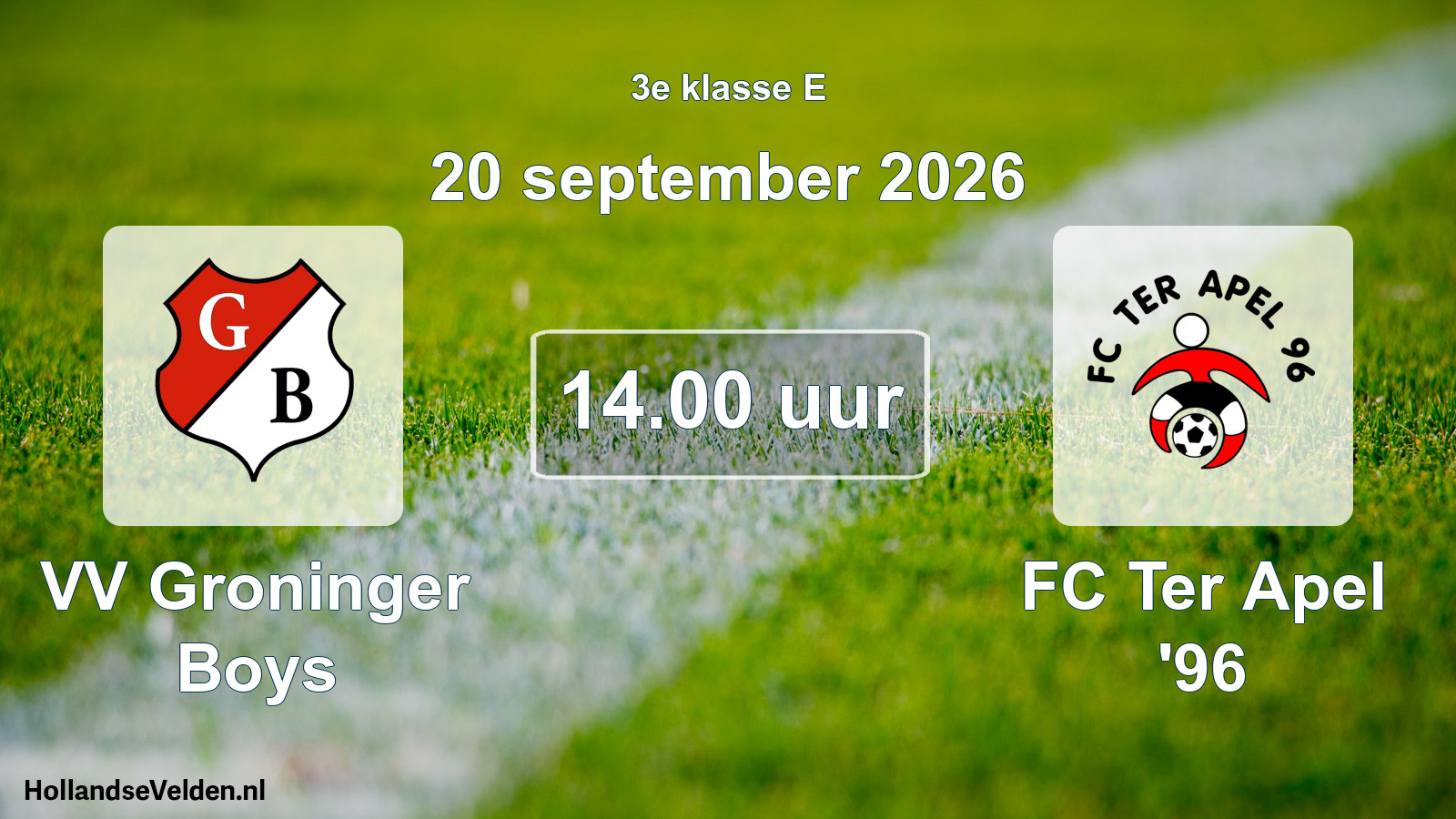 Scheduled Match: VV Groninger Boys - FC Ter Apel '96 (20 September 2026)