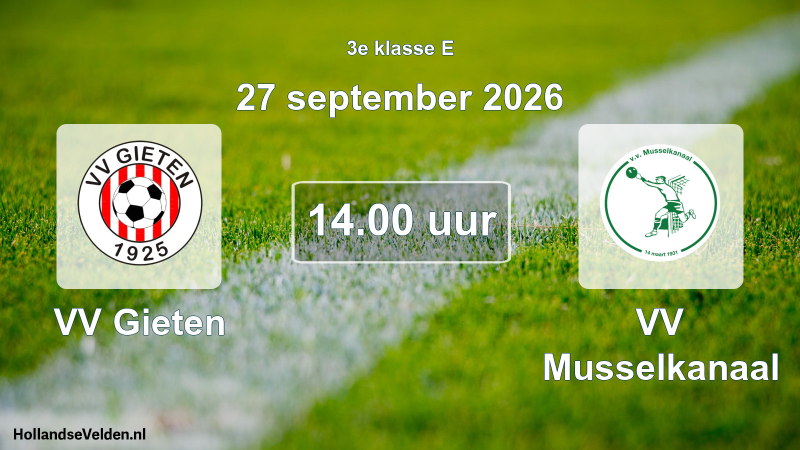 Geplande wedstrijd: VV Gieten - VV Musselkanaal (27 september 2026)