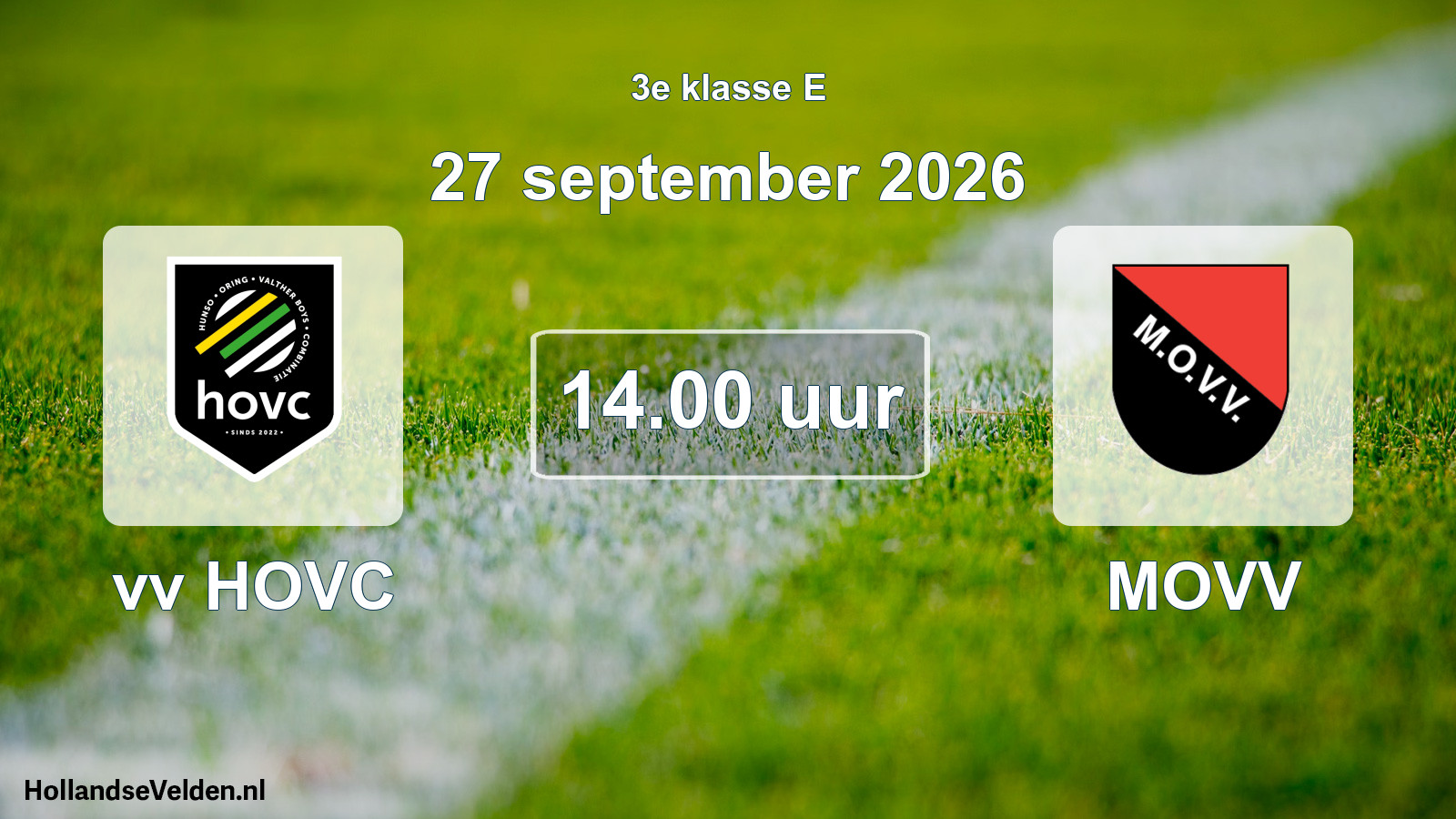 Geplande wedstrijd: vv HOVC - MOVV (27 september 2026)