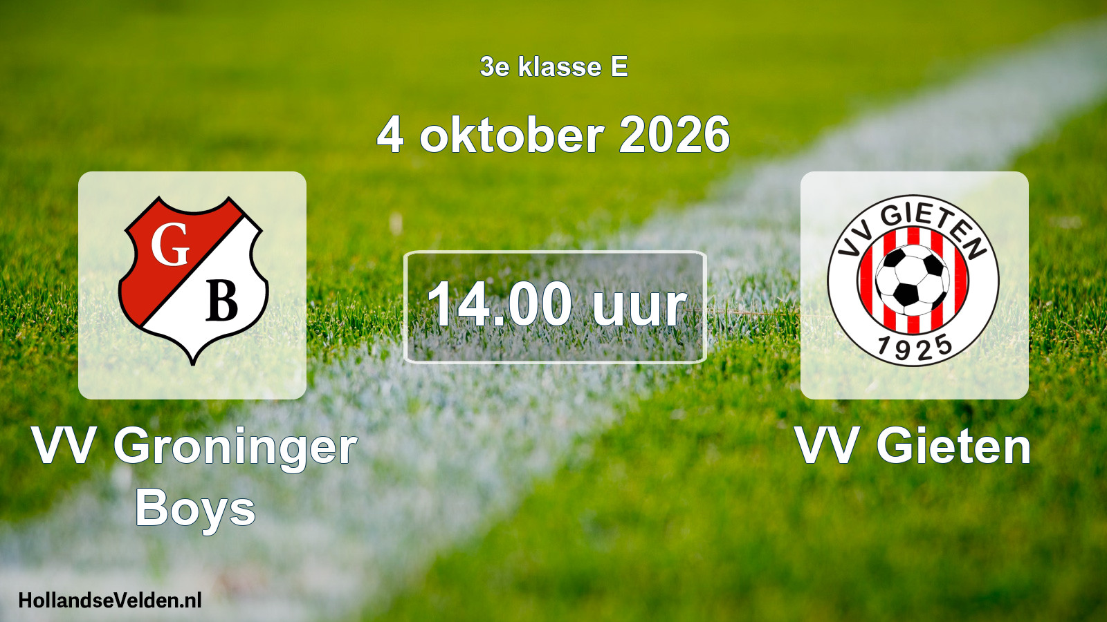 Geplande wedstrijd: VV Groninger Boys - VV Gieten (4 oktober 2026)