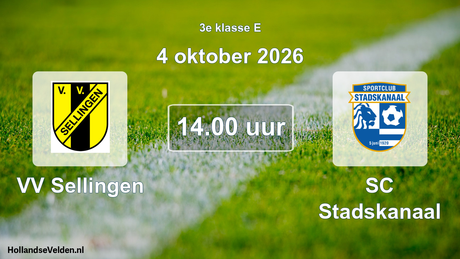 Geplande wedstrijd: VV Sellingen - SC Stadskanaal (4 oktober 2026)