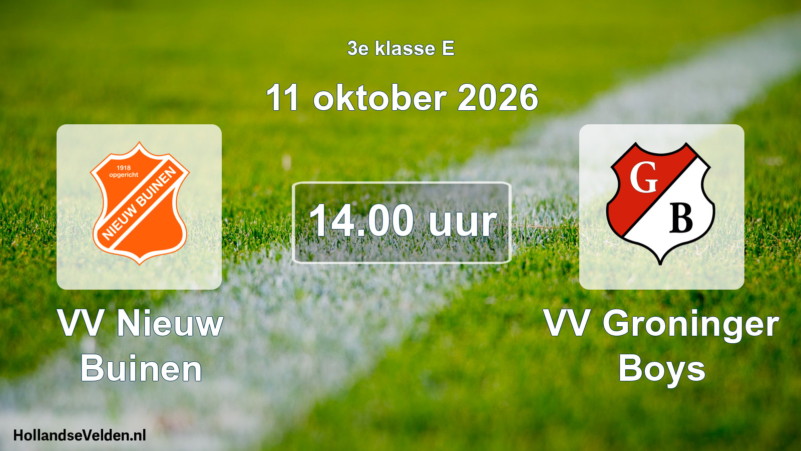 Geplande wedstrijd: VV Nieuw Buinen - VV Groninger Boys (11 oktober 2026)