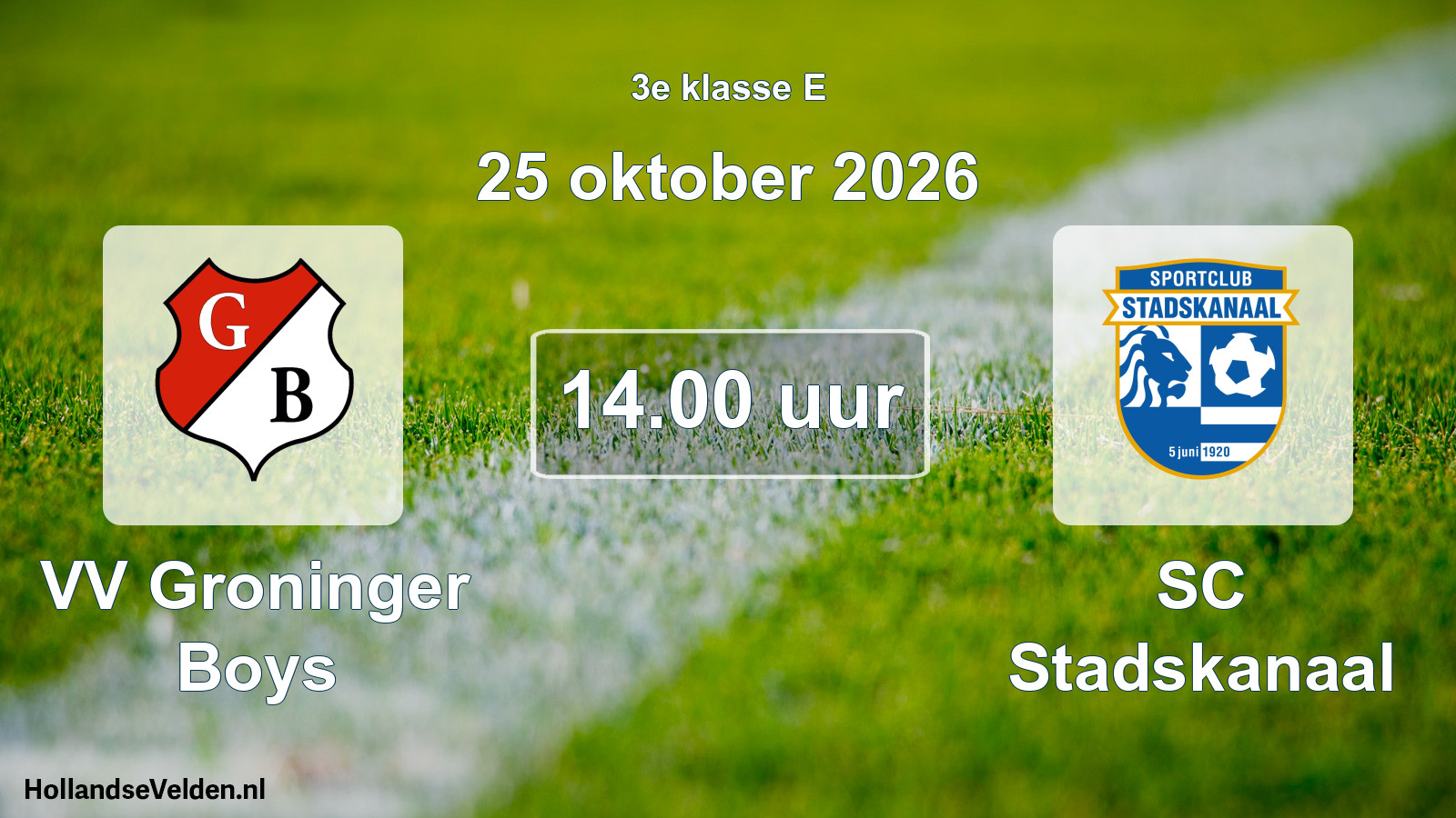 Geplande wedstrijd: VV Groninger Boys - SC Stadskanaal (25 oktober 2026)