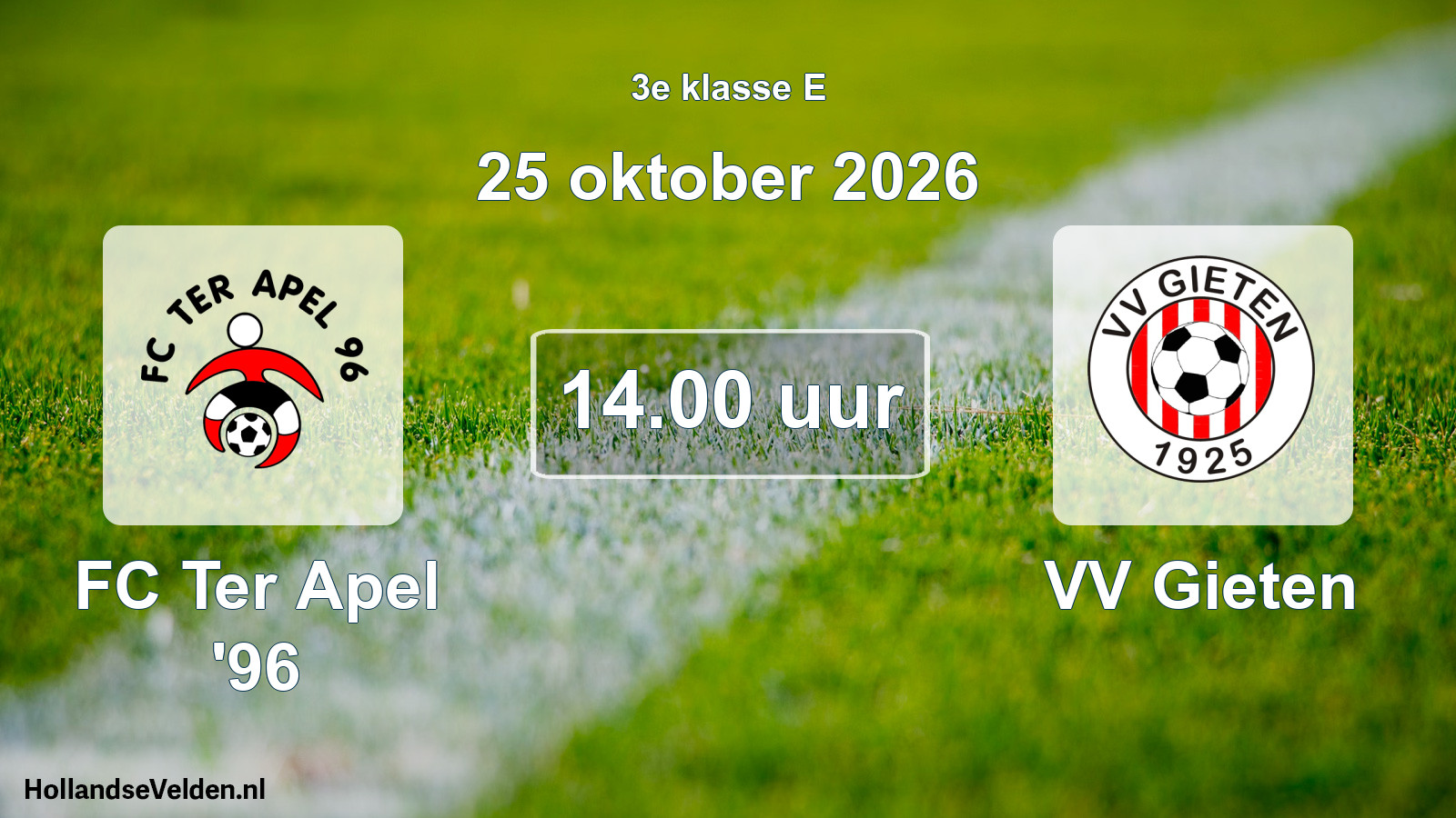 Geplande wedstrijd: FC Ter Apel '96 - VV Gieten (25 oktober 2026)