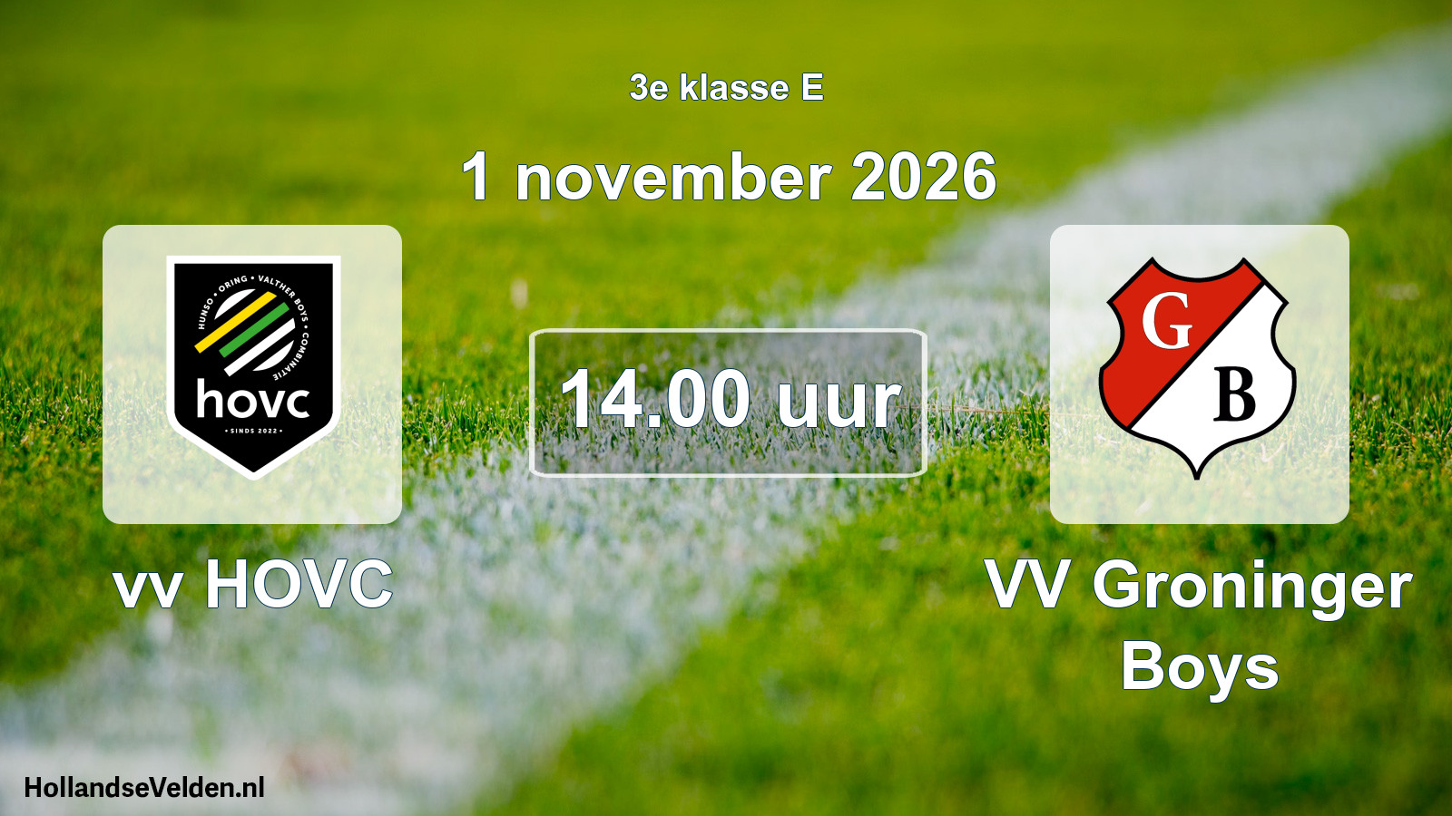 Geplande wedstrijd: vv HOVC - VV Groninger Boys (1 november 2026)