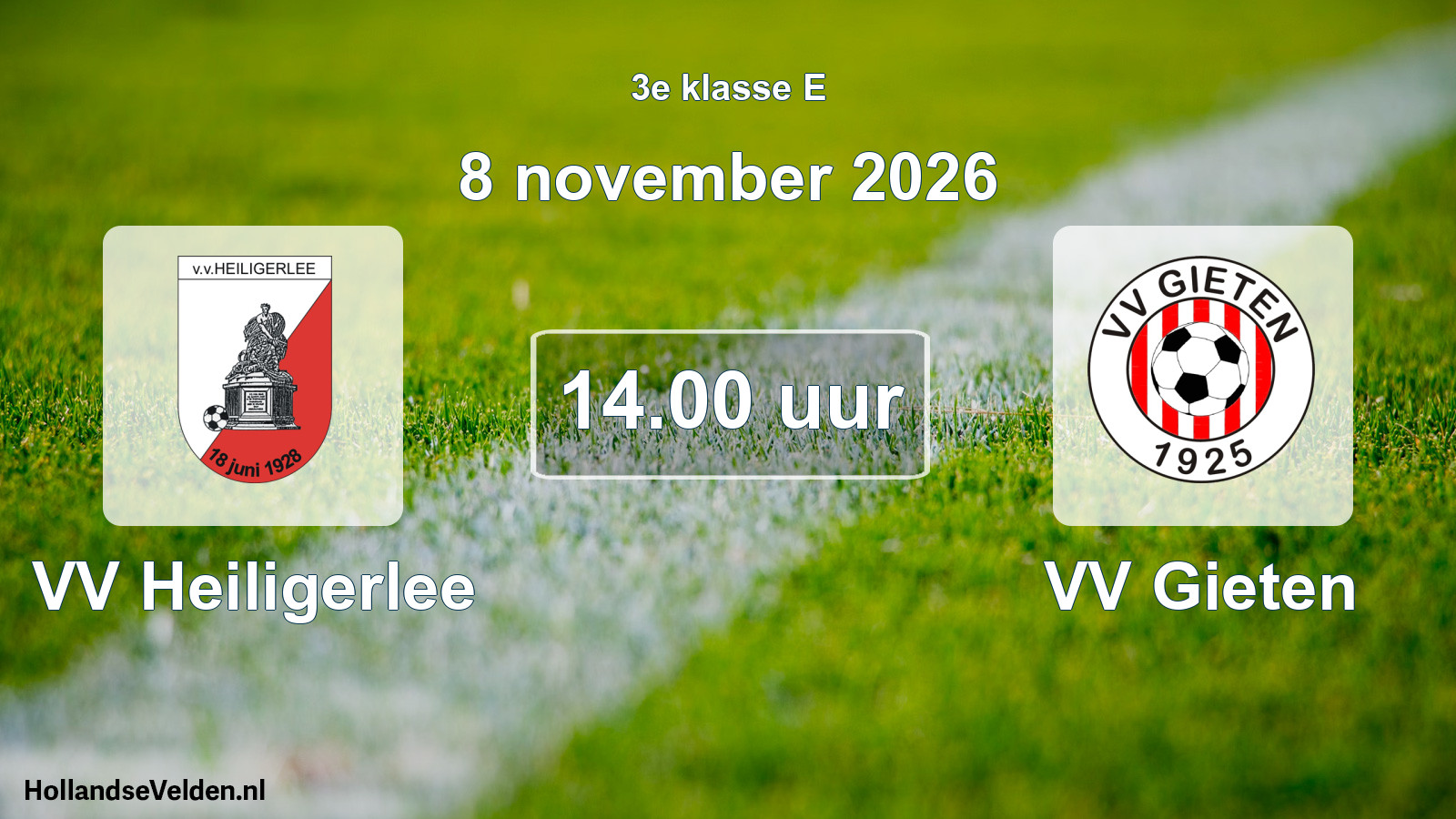 Scheduled Match: VV Heiligerlee - VV Gieten (8 November 2026)