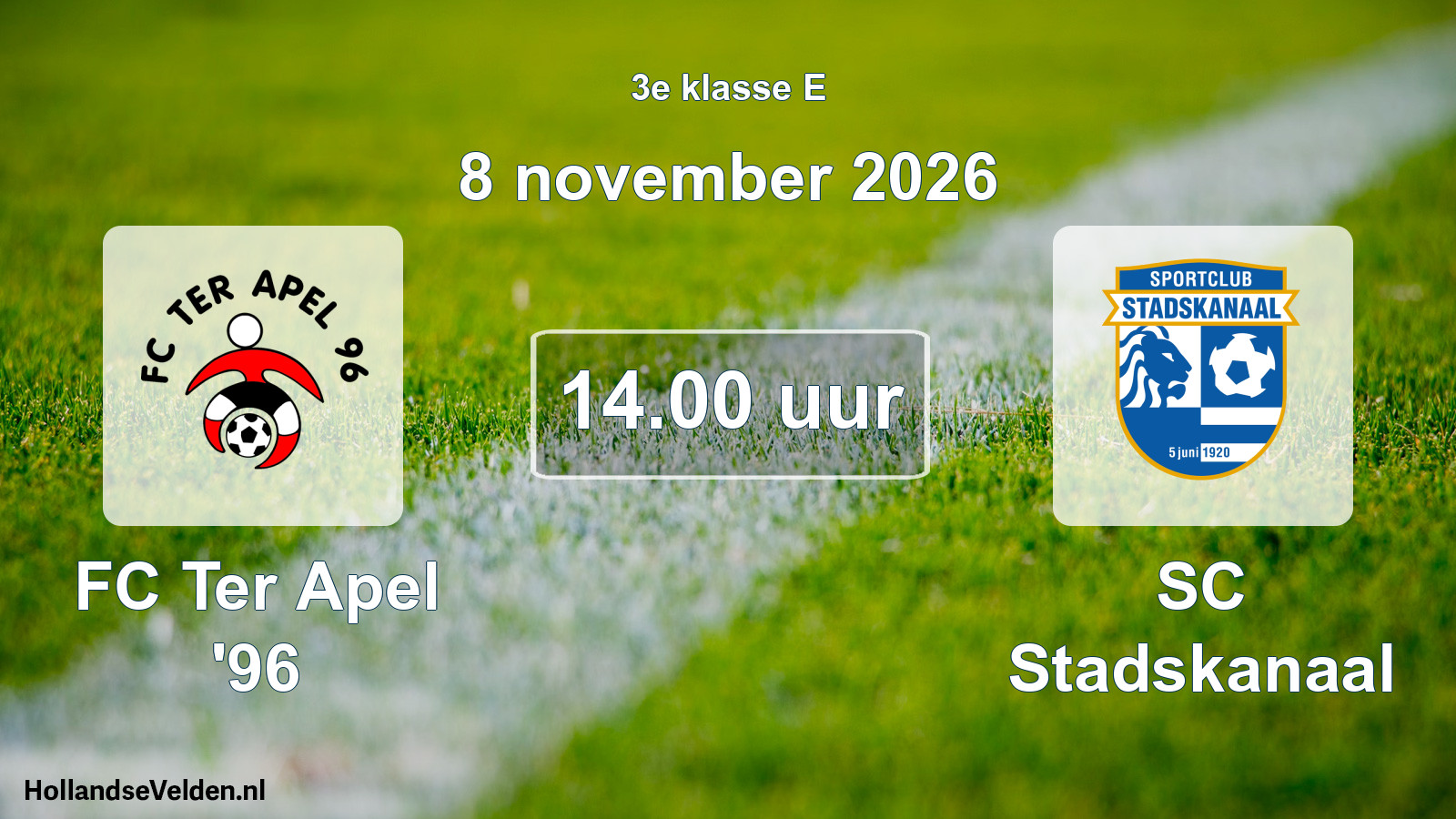 Scheduled Match: FC Ter Apel '96 - SC Stadskanaal (8 November 2026)