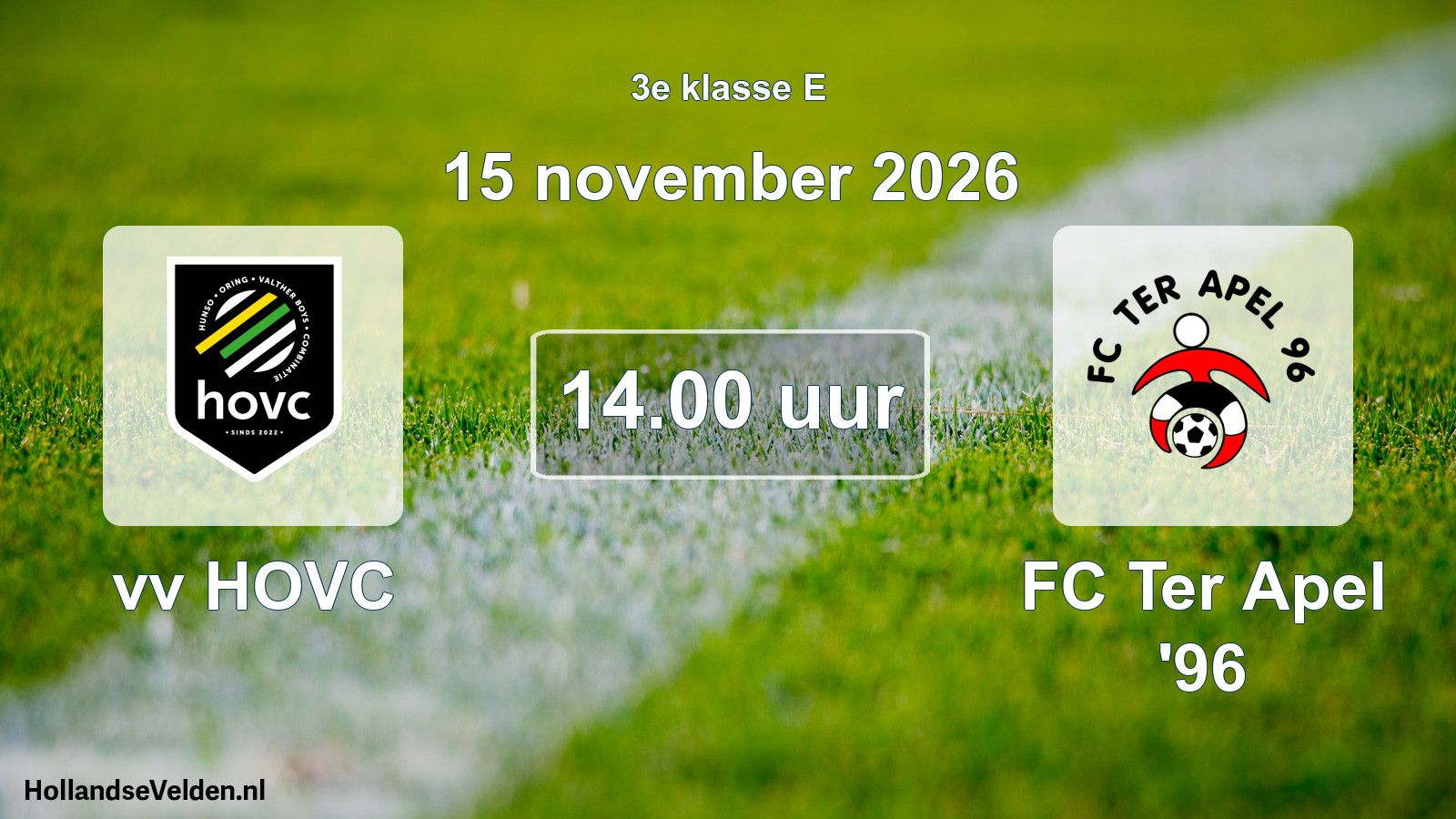 Geplande wedstrijd: vv HOVC - FC Ter Apel '96 (15 november 2026)