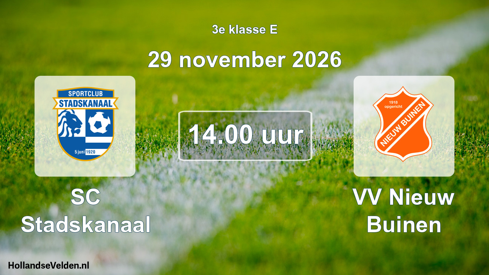 Scheduled Match: SC Stadskanaal - VV Nieuw Buinen (29 November 2026)