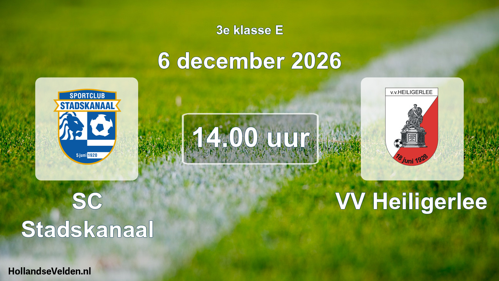 Geplande wedstrijd: SC Stadskanaal - VV Heiligerlee (6 december 2026)