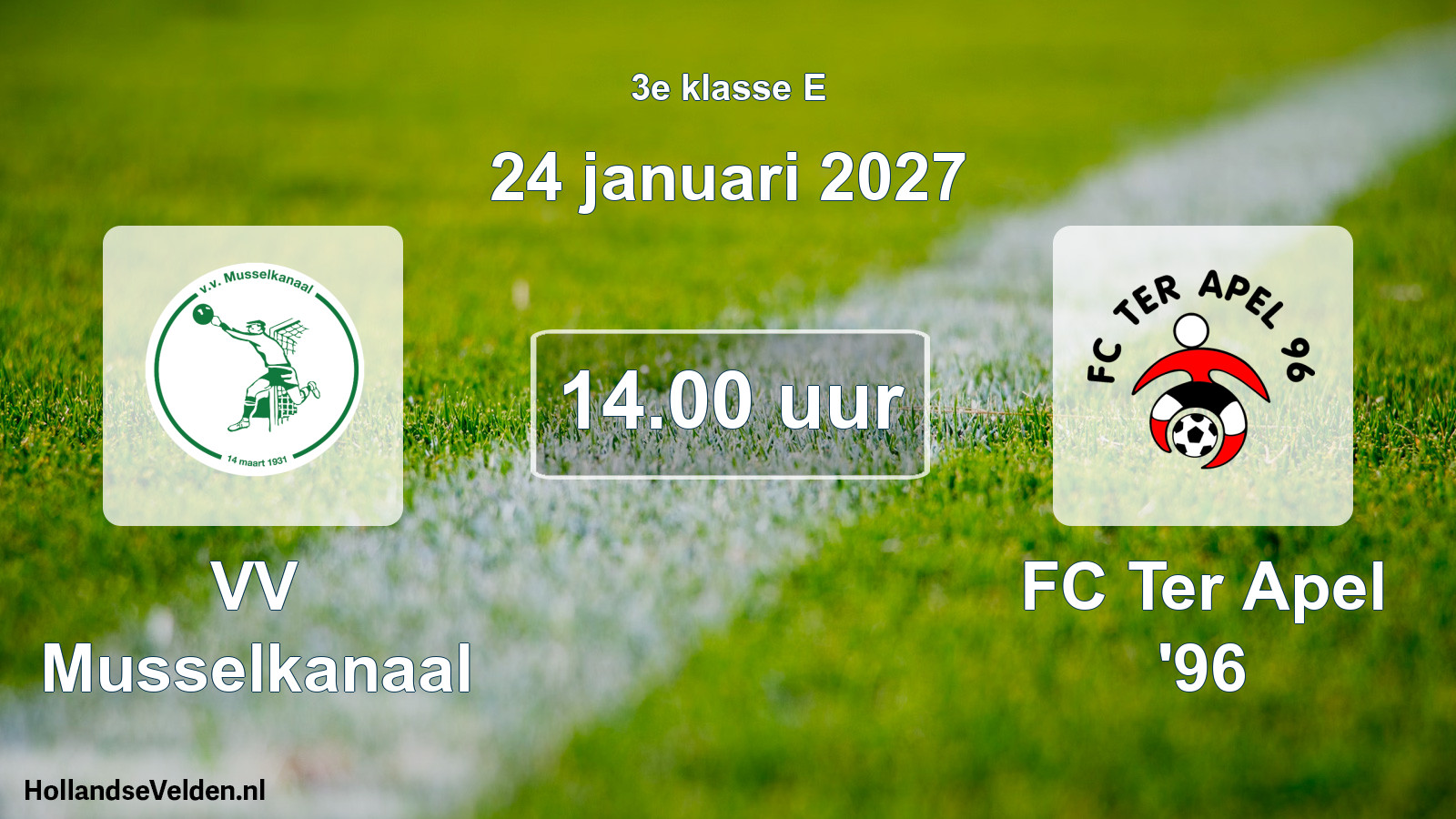Geplande wedstrijd: VV Musselkanaal - FC Ter Apel '96 (24 januari 2027)