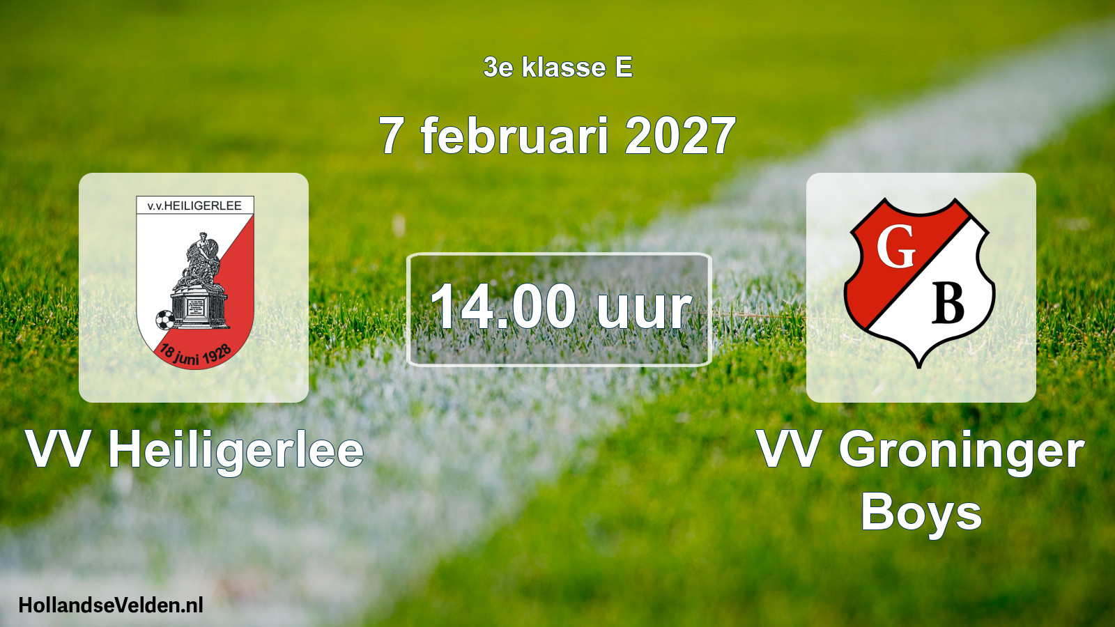 Geplande wedstrijd: VV Heiligerlee - VV Groninger Boys (7 februari 2027)